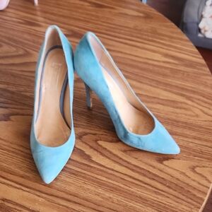 TopShop Baby Blue Suede Pointed Toe Pumps Sz 8